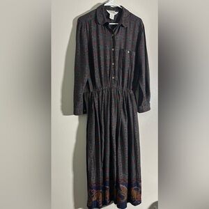 Vintage Land’s End Navy Patterned Dress